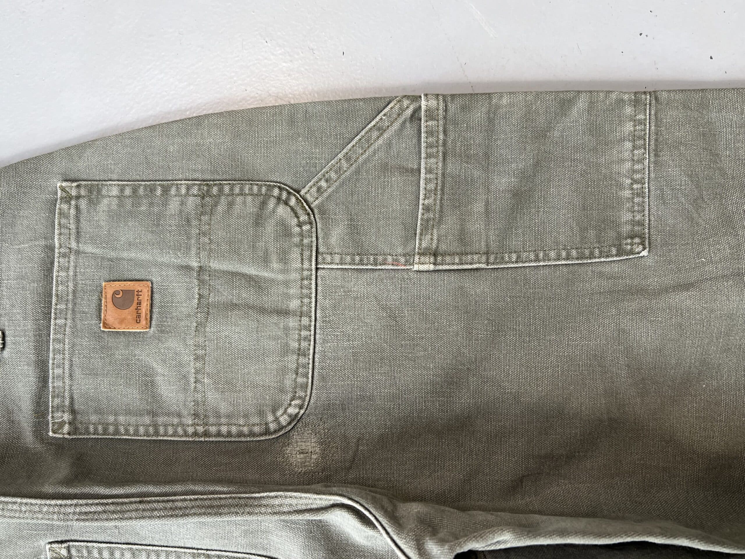 Vintage Carhartt B11 Moss Carpenter Denim – Green Workwear Pants (Size 34) — image 11 of 11