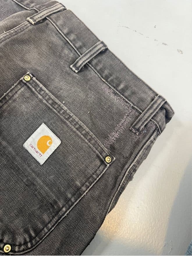 Vintage Carhartt Faded Carpenter Denim — Black Workwear Pants — Size 36 — image 12 of 12