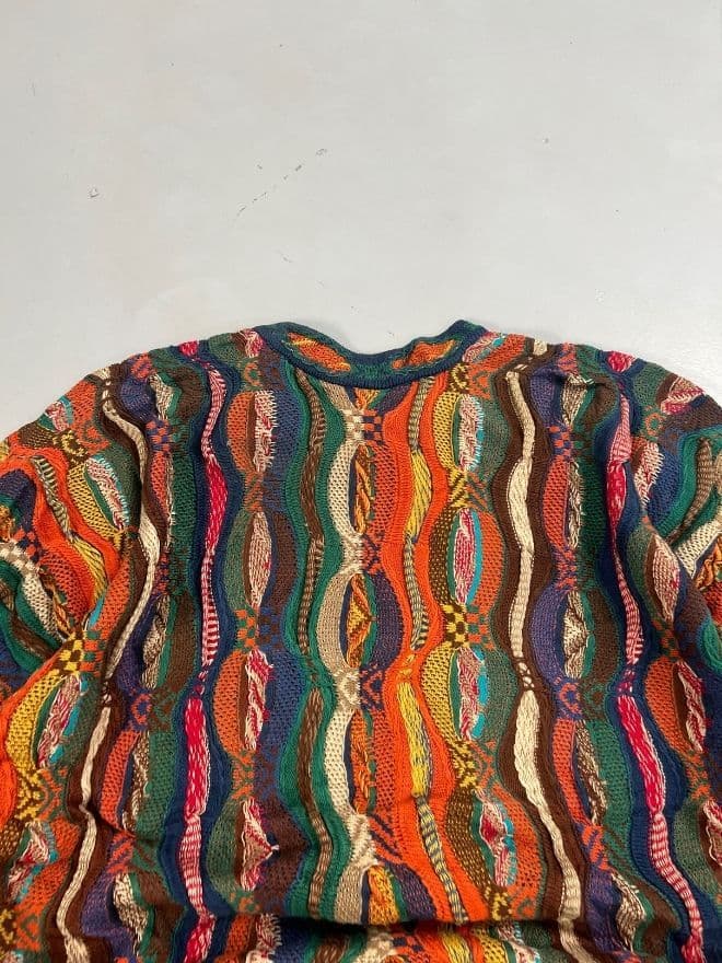 Vintage COOGI 3D Multicolor Knit Cardigan | Textured Pattern | Size XL — image 6 of 9