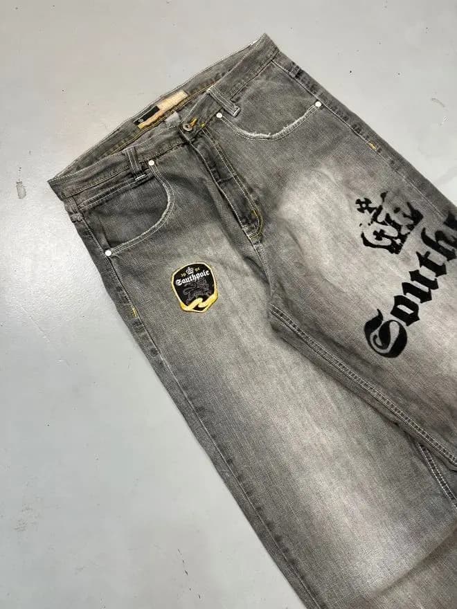 Vintage Southpole Patch Embroidered Denim | Size 34x33 | Black Streetwear Jeans — image 9 of 10