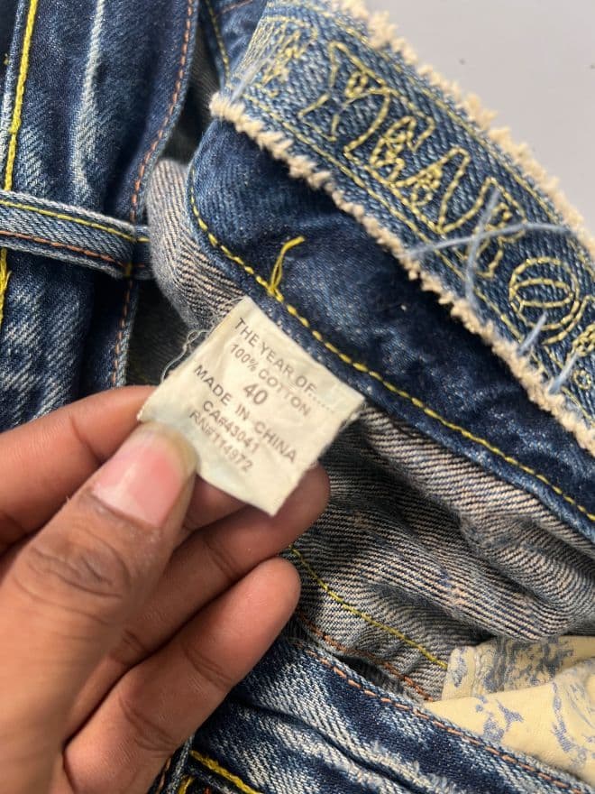 Vintage Japanese “Year of the Golden” Embroidered Denim Pants – Size 40 — image 8 of 11