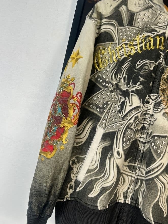 Vintage Ed Hardy by Christian Audigier Tattoo AOP Hoodie thumbnail 3