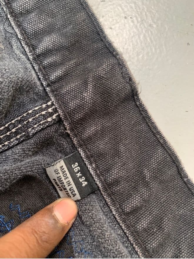 Carhartt Vintage B01 BLK Double Knee Work Pants – Black Denim – Size 34 – Repaired — image 8 of 12