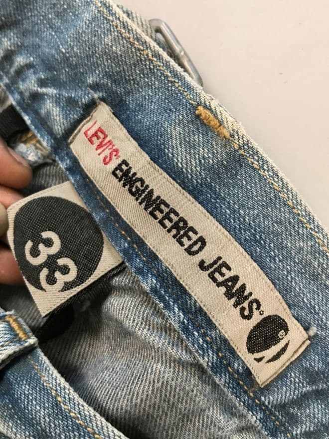 Vintage Levi’s Engineer Jeans Buckle Belt Denim — Size 34 — image 6 of 14