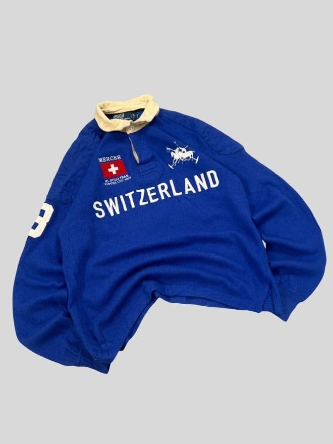 Vintage Polo Ralph Lauren Big Pony Wool Rugby Shirt (Size L) — image 5 of 9