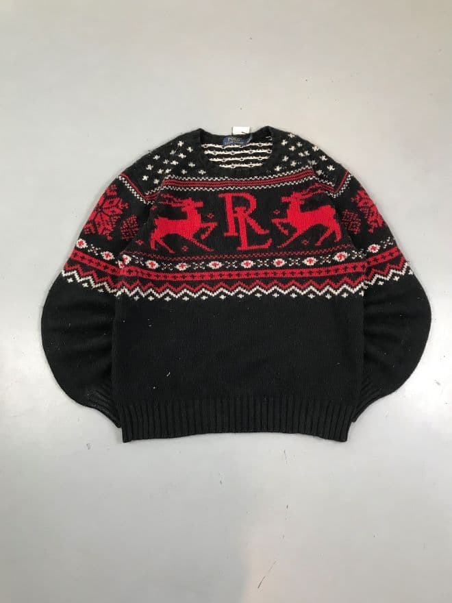 Vintage Polo Ralph Lauren Knit Sweater — Classic Black (Size L) — image 6 of 9