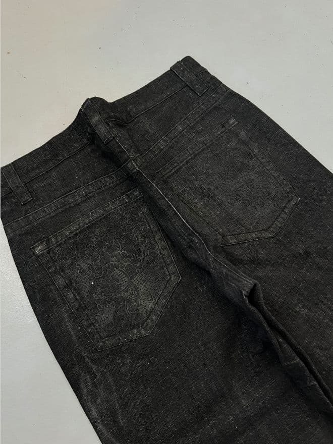 Vintage Avirex Shadow Dragon Print Denim – Black – Size 36 — image 5 of 7