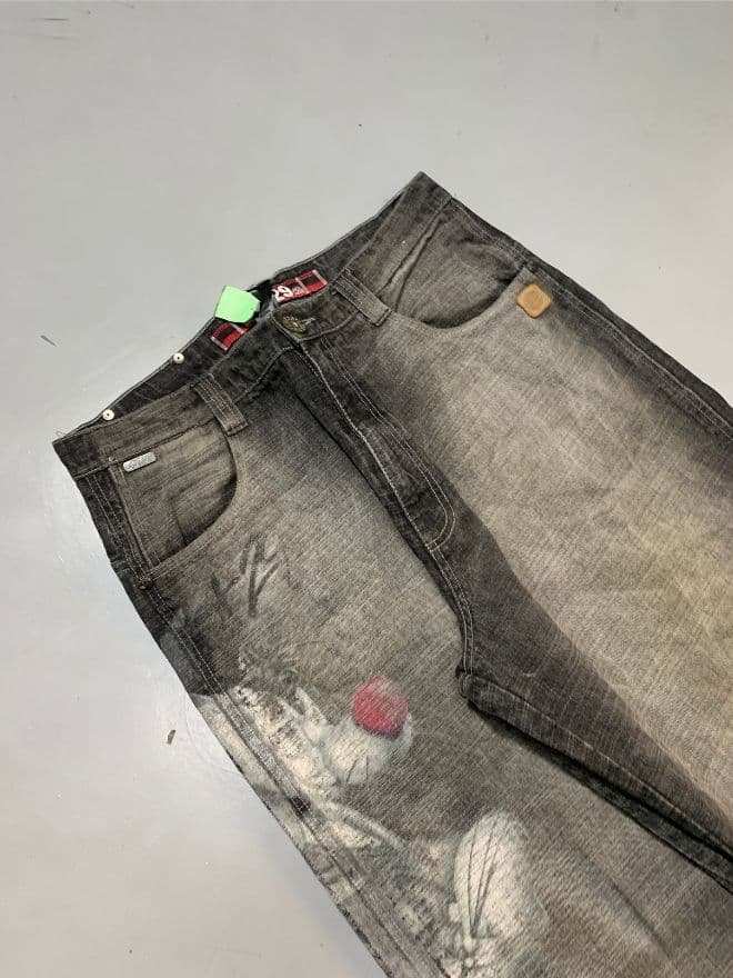 Southpole Rare Vintage Y2K Spell-Out Embroidered Denim – Black – Size 34 – Baggy Fit — image 5 of 8