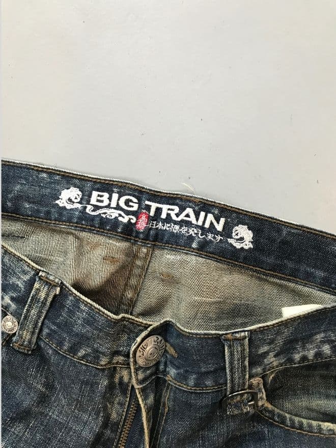 Crazy Vintage Japanese Denim – Big Train Embroidered Jeans (Men’s Size 34) — image 5 of 7