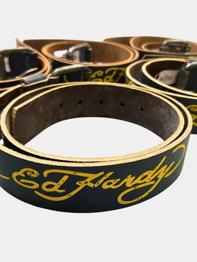 Vintage Ed Hardy Graphic Leather Belt – Y2K Tattoo Style — image 8 of 9