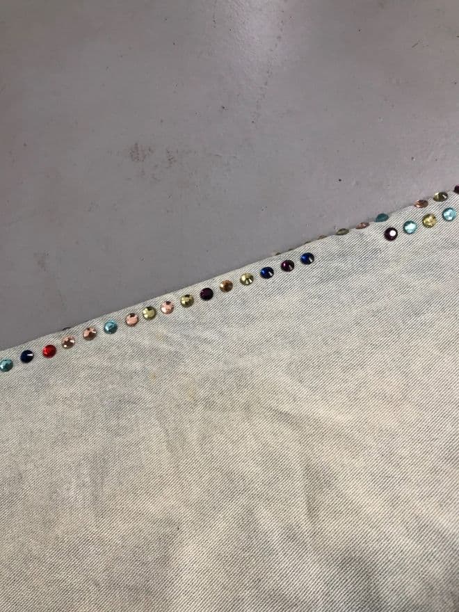 Vintage Gucci Inspired Studded Crystal Denim Jeans | Women’s Size 28 | Blue Luxury Style — image 12 of 16