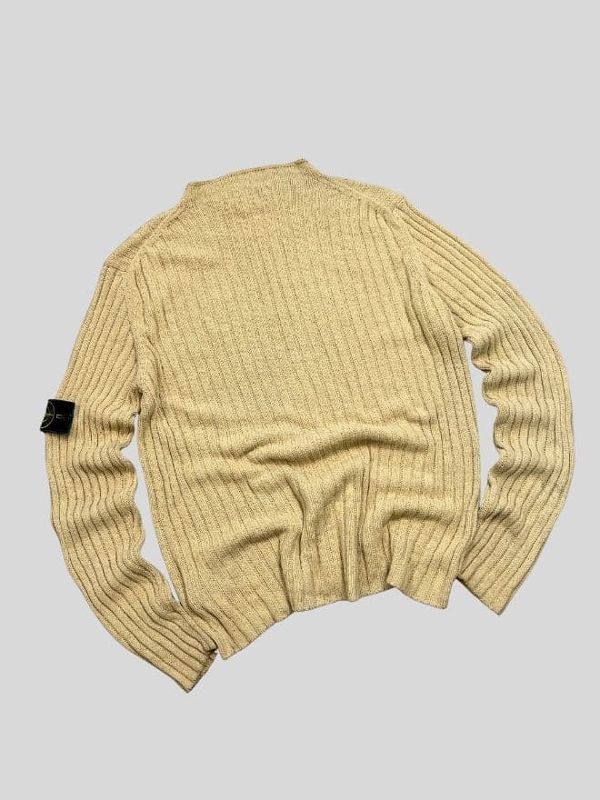 Vintage Stone Island Button-Up Knit Sweater | Yellow | Size M thumbnail 2