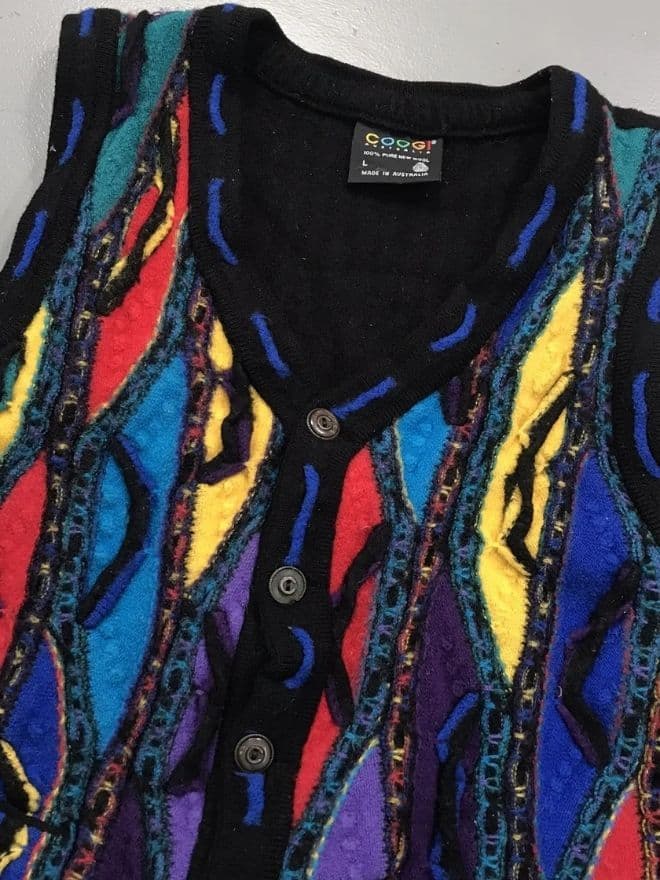 Vintage Coogi 3D Multicolor Knit Cardigan – Men’s L — image 2 of 6