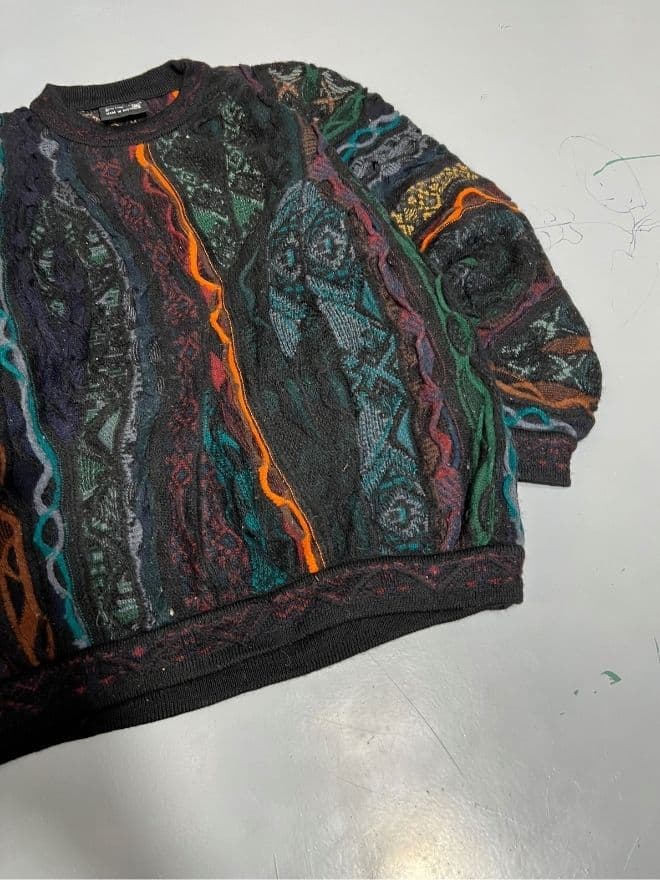 Vintage Coogi 3D Multicolored Knit Sweater (M) thumbnail 2