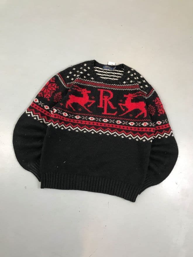 Vintage Polo Ralph Lauren Knit Sweater — Classic Black (Size L) — image 9 of 9
