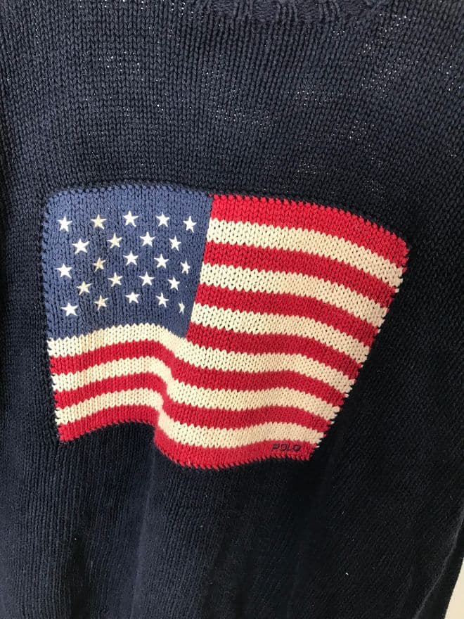 Vintage Polo Ralph Lauren Knit Flag Sweater – Blue – Size XL thumbnail 2