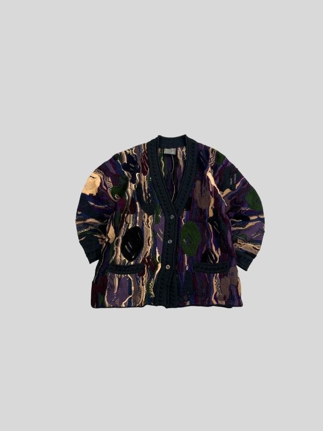 Vintage Coogi 3D Multicolor Knit Cardigan — Size S | Rare Textured Sweater — image 4 of 9
