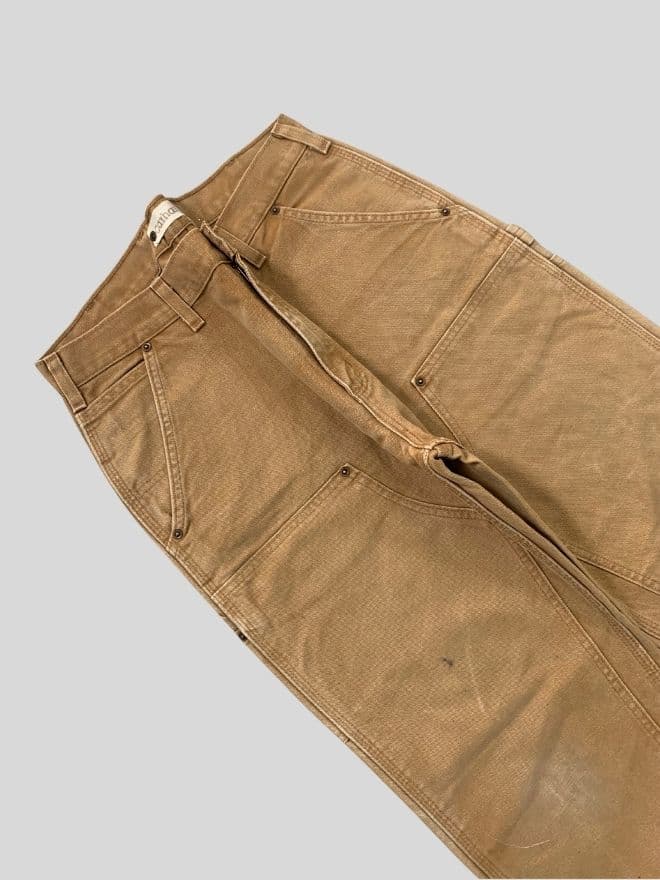 Carhartt Vintage Double Knee Denim – Beige – Size 33 – Paint Splatter Workwear thumbnail 4