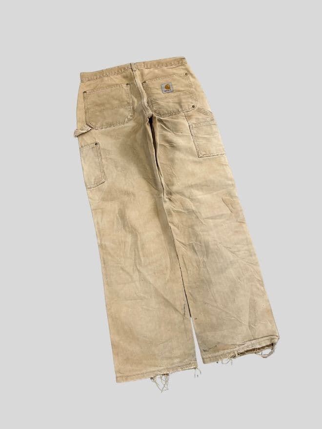 Vintage Carhartt B01 BRN Sun-Faded Double Knee Work Pants — Size 32 — image 6 of 7
