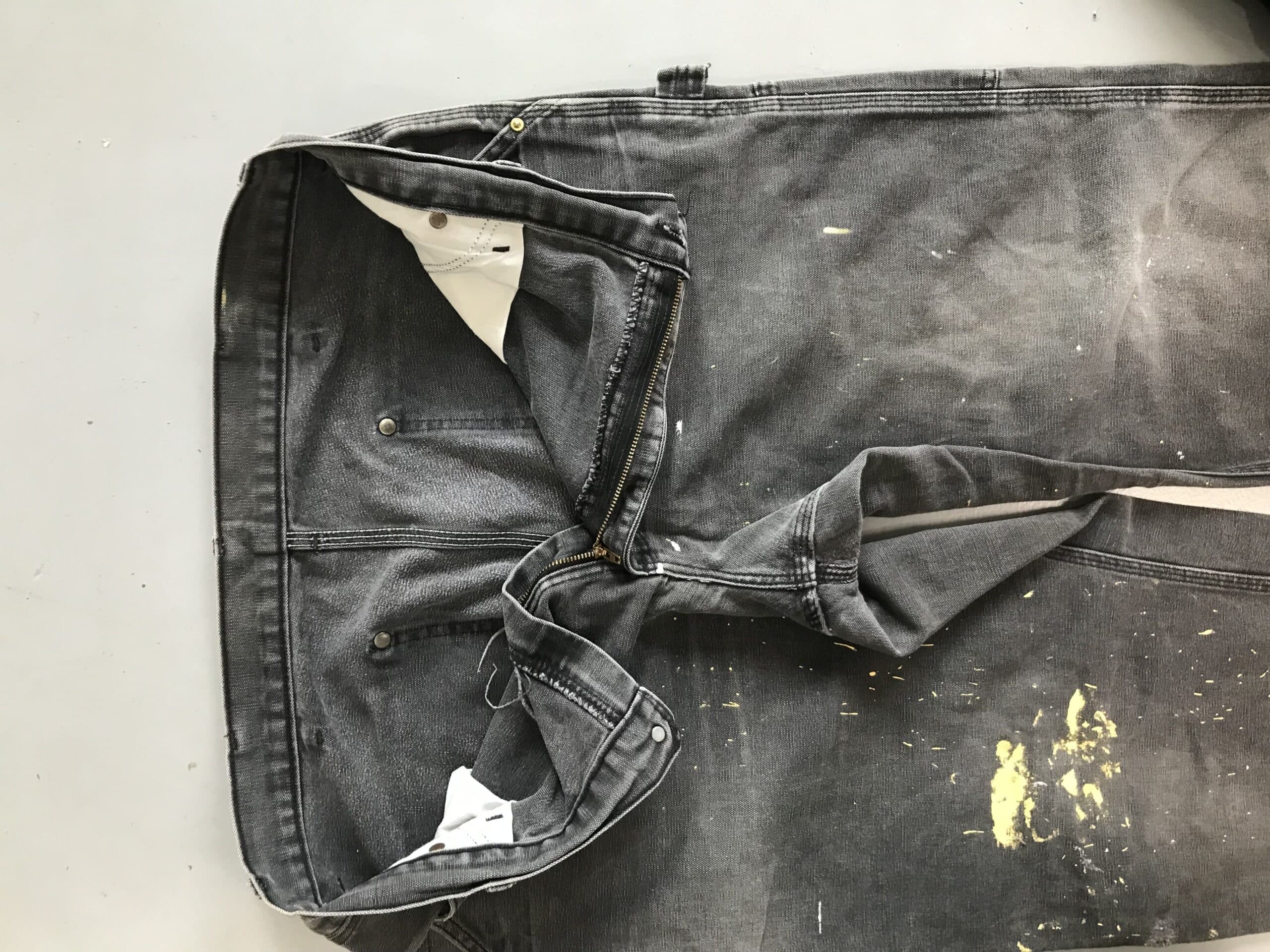 Vintage Faded Carhartt WIP Carpenter Denim | Distressed Black Workwear Jeans | Size 36 — image 7 of 13
