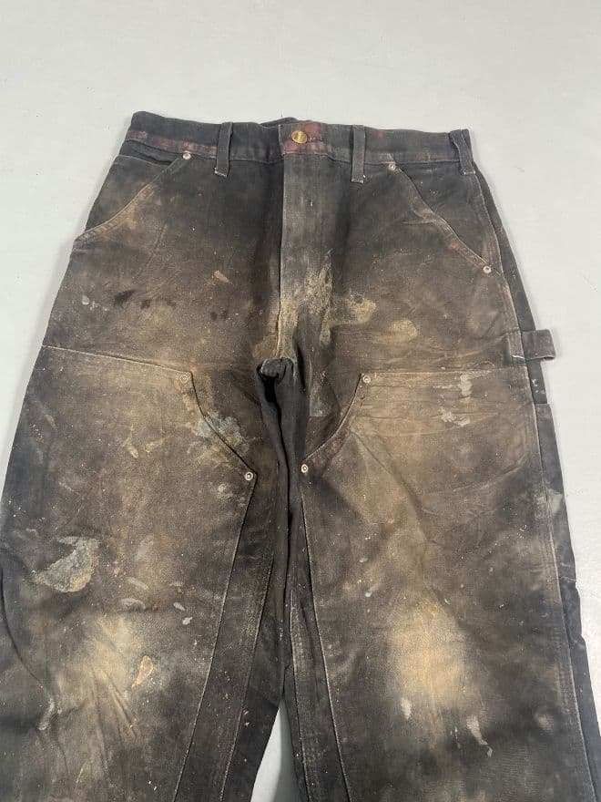 Vintage Carhartt B01 Black Faded Double Knee Denim (30x30) thumbnail 4