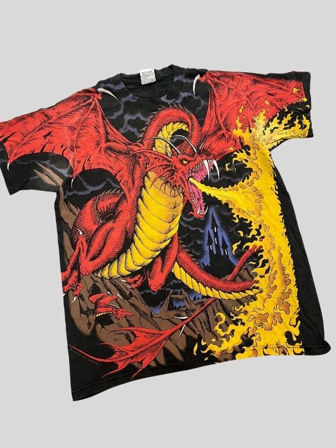 Vintage Liquid Blue 3D Graphic Print T-Shirt | Black | Size L — image 9 of 9