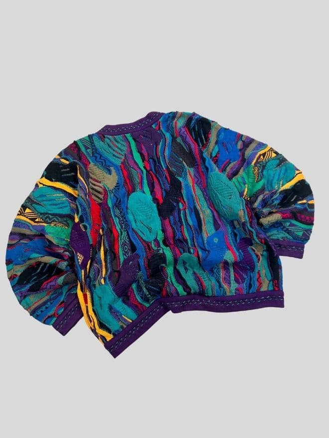 Vintage COOGI Multicolor Knit Sweater | 3D Textured Pattern | Size L — image 3 of 8