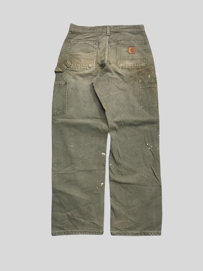 Vintage Carhartt B01 Moss Double Knee Workwear Denim – Green | Size 30 thumbnail 2