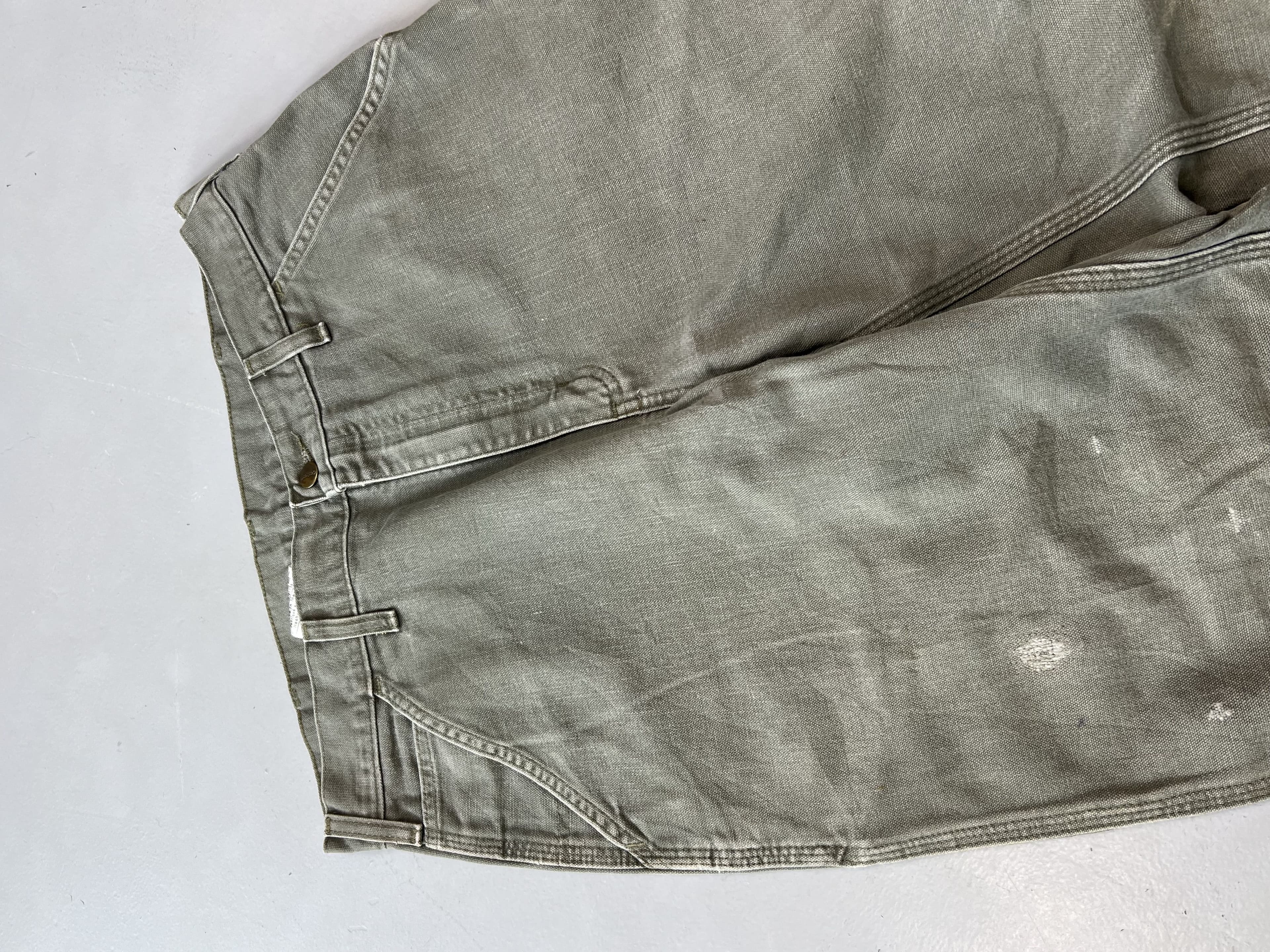 Vintage Carhartt B11 Moss Carpenter Denim – Green Workwear Pants (Size 34) — image 7 of 11
