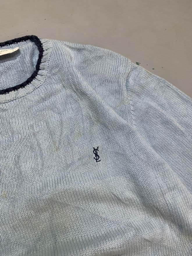 Yves Saint Laurent Vintage White Tag Knit Sweater – Blue – Size M – Classic Designer — image 5 of 12