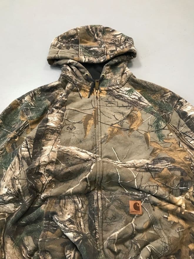 Rare Vintage Carhartt Realtree Sun Fade Zip Hoodie – Size XL – Distressed Camo Workwear — image 12 of 13