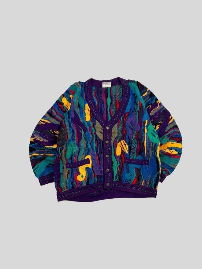 Vintage COOGI Multicolor Knit Sweater | 3D Textured Pattern | Size L — image 2 of 8