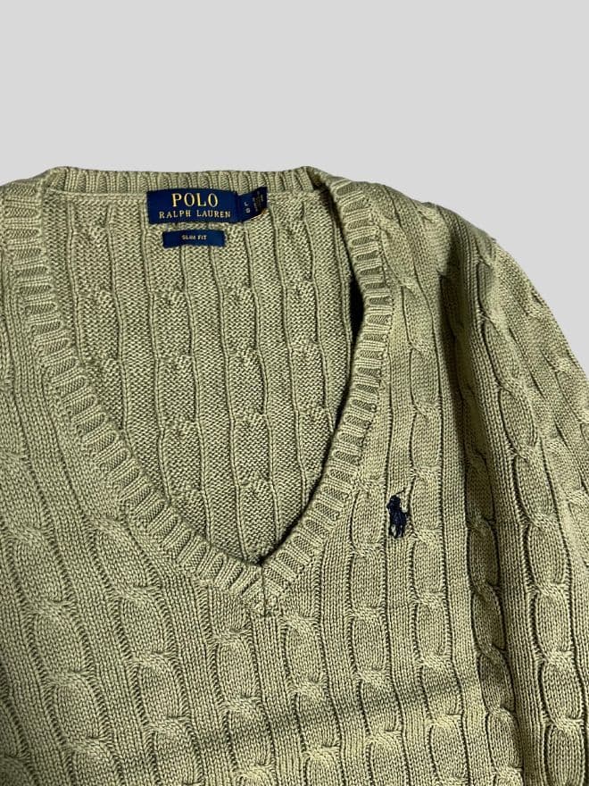 Bundle of Polo V-Neck Cable Knit Sweaters – Factory Leftover — image 7 of 10
