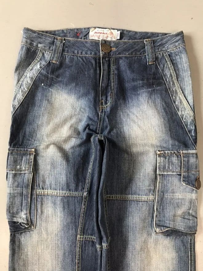 Vintage Dickies Cargo Spellout Embroidery Denim – Blue – Size 30 — image 6 of 12