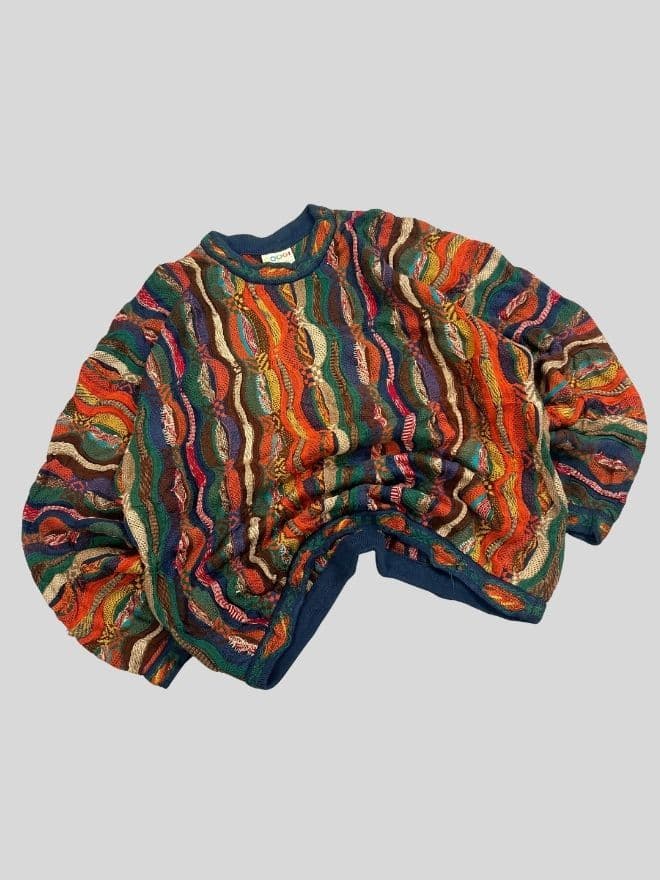 Vintage COOGI 3D Multicolor Knit Cardigan | Textured Pattern | Size XL thumbnail 2