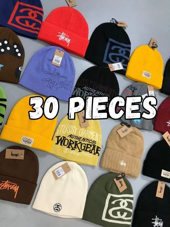 Bundle of Factory Leftover Stüssy Beanie  Caps – (30pcs) — image 1 of 12