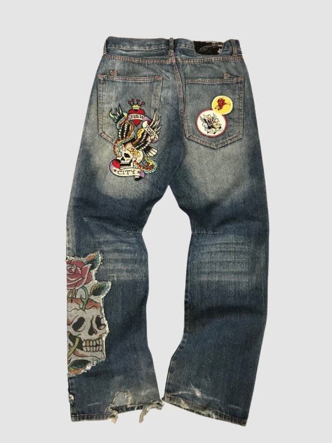 BUNDLE OF 15 CRAZY VINTAGE ED HARDY EMBROIDERED DENIM — image 13 of 13