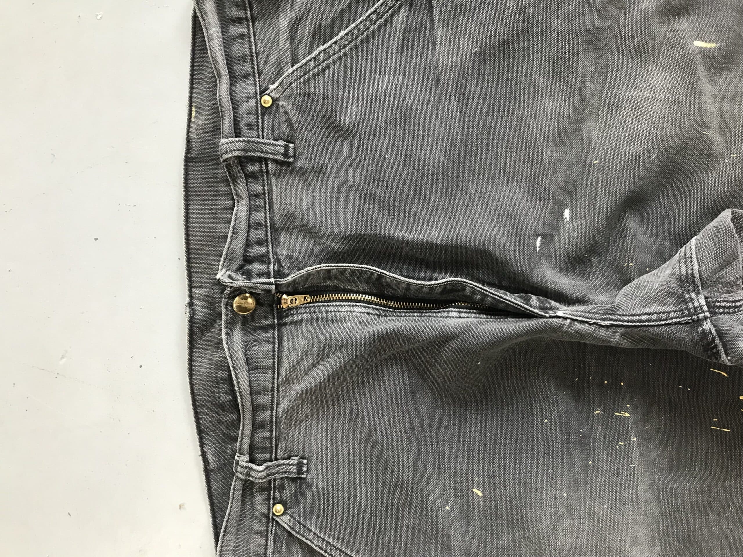 Vintage Faded Carhartt WIP Carpenter Denim | Distressed Black Workwear Jeans | Size 36 — image 6 of 13