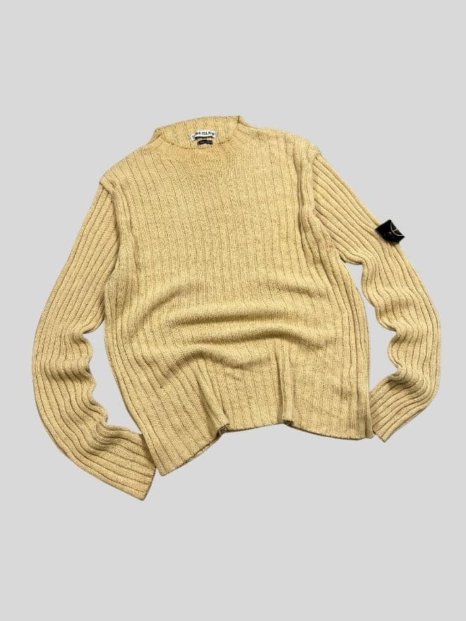 Vintage Stone Island Button-Up Knit Sweater | Yellow | Size M — image 9 of 10
