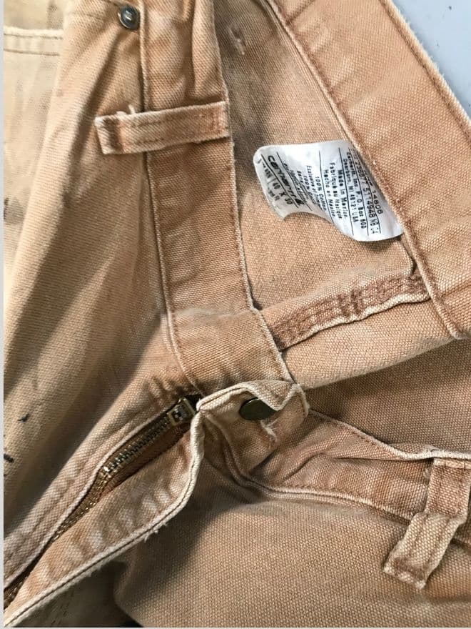 Vintage Faded Carhartt Double Knee Denim – Beige – Size 38 — image 8 of 8