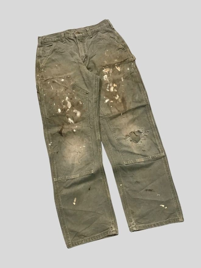 Vintage Carhartt B01 Moss Double Knee Workwear Denim – Green | Size 30 thumbnail 3
