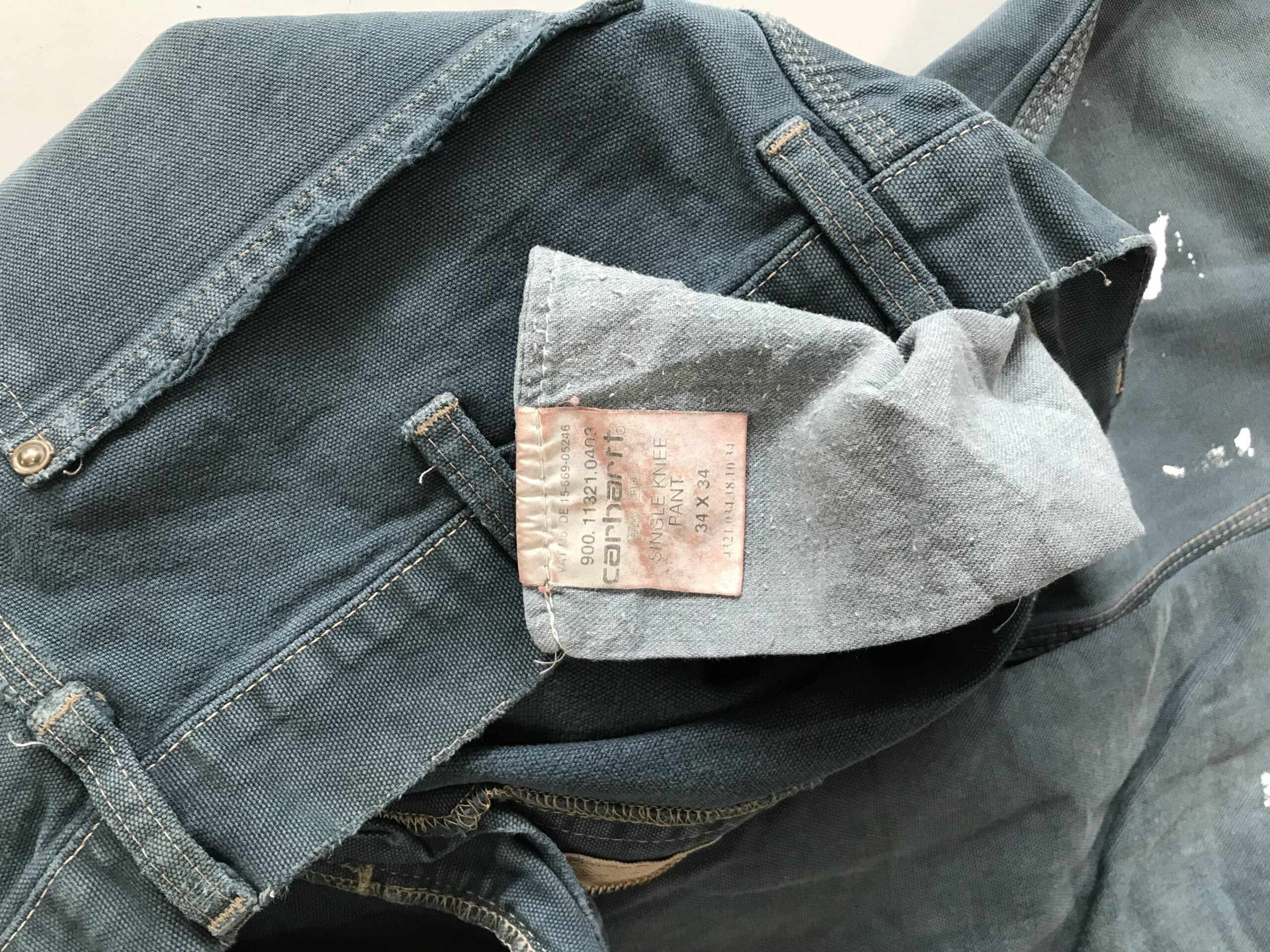 Vintage Faded Carhartt WIP Carpenter Denim | Distressed Blue Workwear Jeans | Size 34 — image 7 of 12