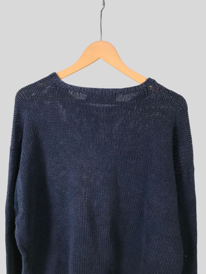 Vintage Polo Ralph Lauren Knit Flag Sweater – Blue – Size XL — image 8 of 8