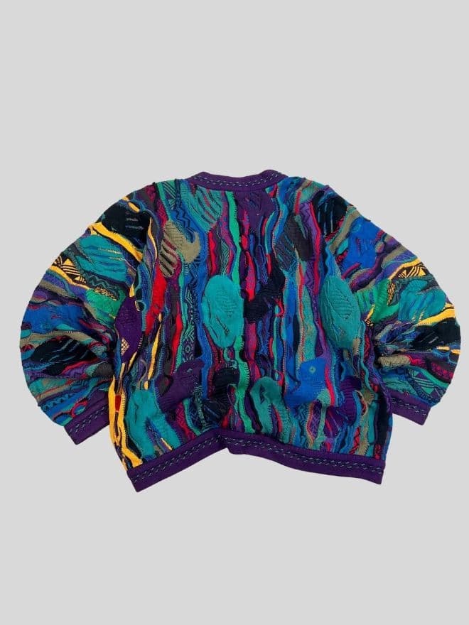Vintage COOGI Multicolor Knit Sweater | 3D Textured Pattern | Size L — image 7 of 8