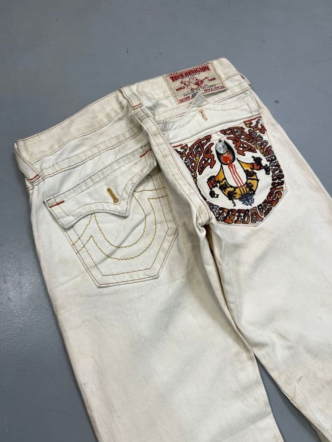 Vintage True Religion Floral Embroidered Denim Jeans – Size 34 — image 6 of 13
