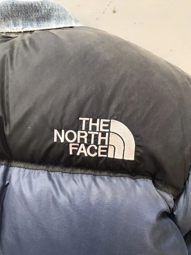 Levi’s × The North Face Upcycled Denim Puffer Jacket – Vintage Orange – XS — image 10 of 12