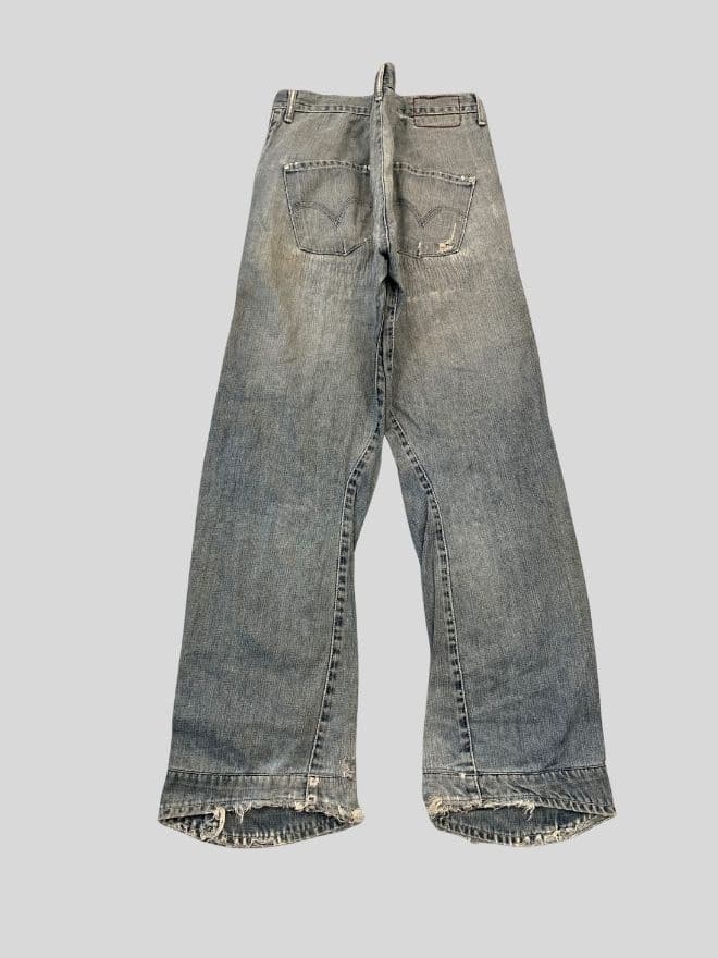 Levi's Vintage Engineer Jeans – Blue Denim – Size 33 – Distressed Avant-Garde Style — image 5 of 13