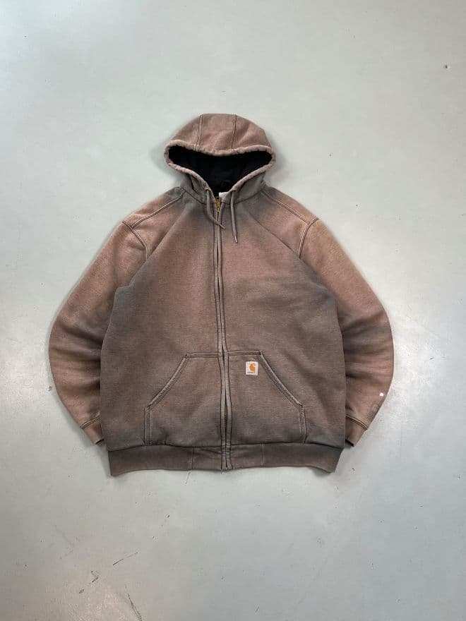 Rare Vintage Sunfaded Carhartt Zip-Up Hoodie – Grey – Size L thumbnail 4