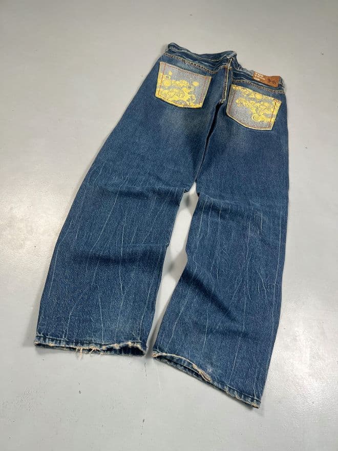 Vintage Japanese “Year of the Golden” Embroidered Denim Pants – Size 40 — image 11 of 11