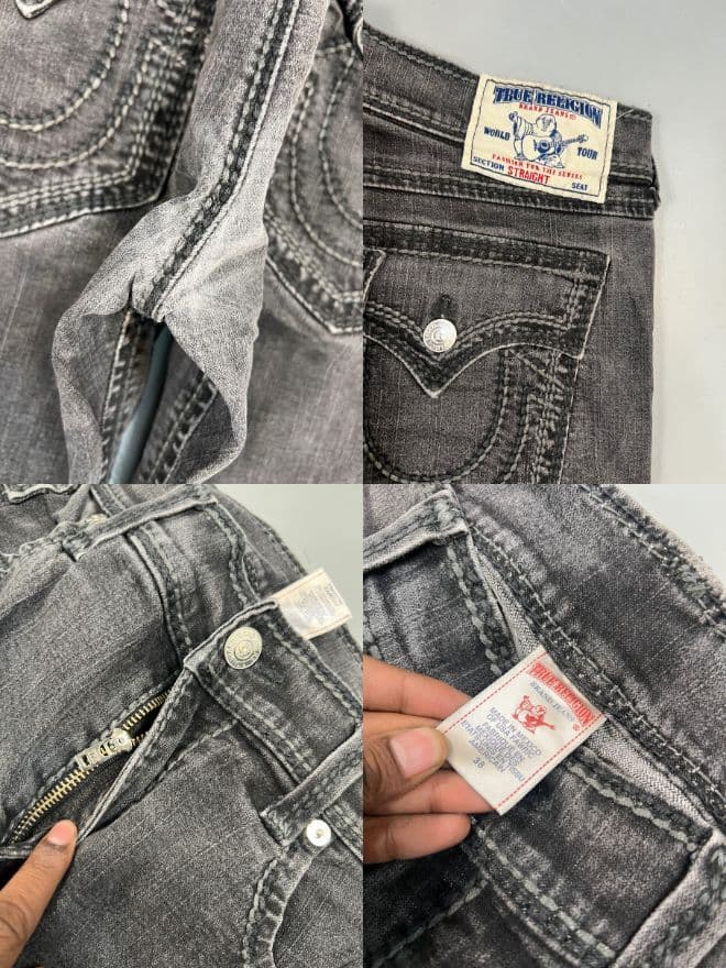 Bundle of 3 Vintage True Religion Denim Jeans – Straight, Baggy & Black (Men’s Sizes 38–40) — image 20 of 20